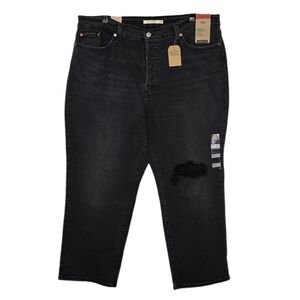 Levi's Black High Rise Wedgie Straight Jeans Size 20W